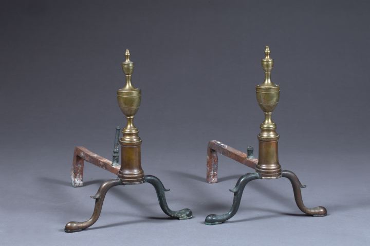 Appraisal: Good Pair of American Brass and Wrought-Iron Andirons fourth quarter