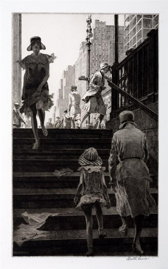 Appraisal: MARTIN LEWIS American - SUBWAY STEPS signed in pencil lower