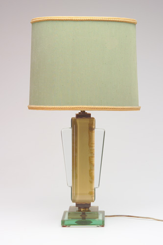 Appraisal: FONTANA ARTE Art Deco table lamp with a green-tinted glass