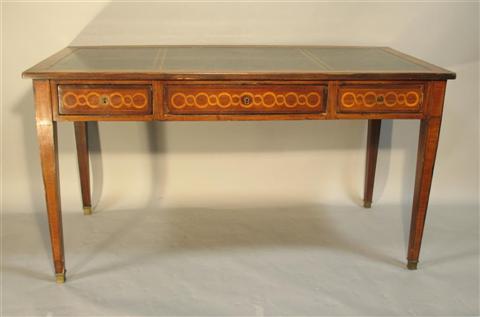 Appraisal: LOUIS XVI STYLE INLAID WRITING DESK The rectangular top with