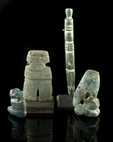 Appraisal: Four Jade Pendants from Various Costa Rican Cultures - A