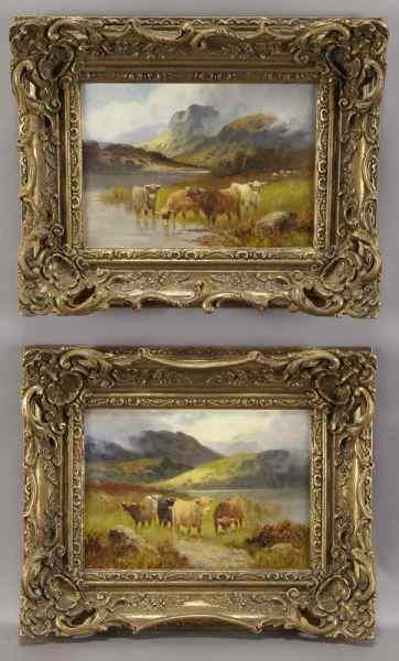 Appraisal: Pr Samuel Johnson oil paintings on canvasdepicting cattle in a