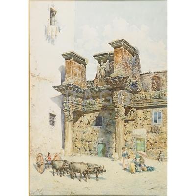 Appraisal: MARIANO DE FRANCESCHI Italian - Watercolor on paper of Roma