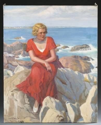 Appraisal: Woman seated on rocks Ernest de Nagy O c De