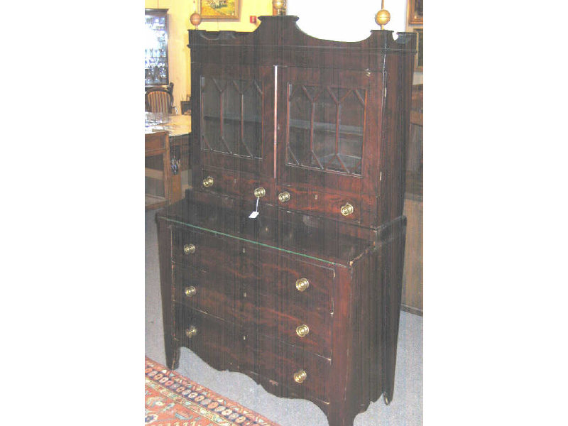 Appraisal: AMERICAN CLASSICAL MAHOGANY SECRETARY BOOKCASE Top set with three gilt