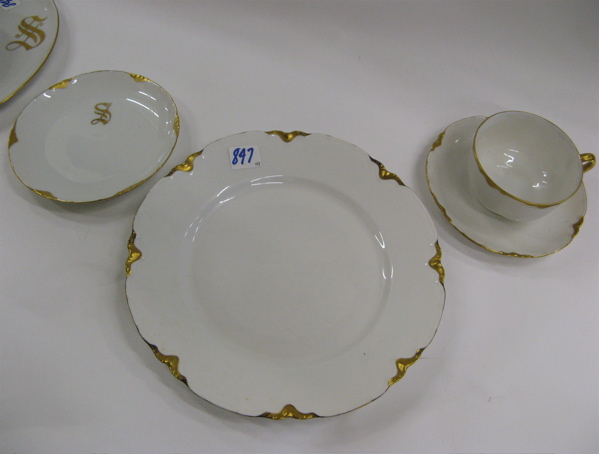 Appraisal: CONTINENTAL FIFTY-NINE PIECE FINE CHINA in gold rimmed on white