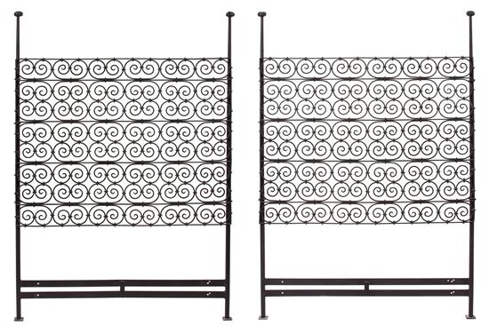 Appraisal: Sale Lot A Pair of Wrought Iron Scrollwork Twin Headboards