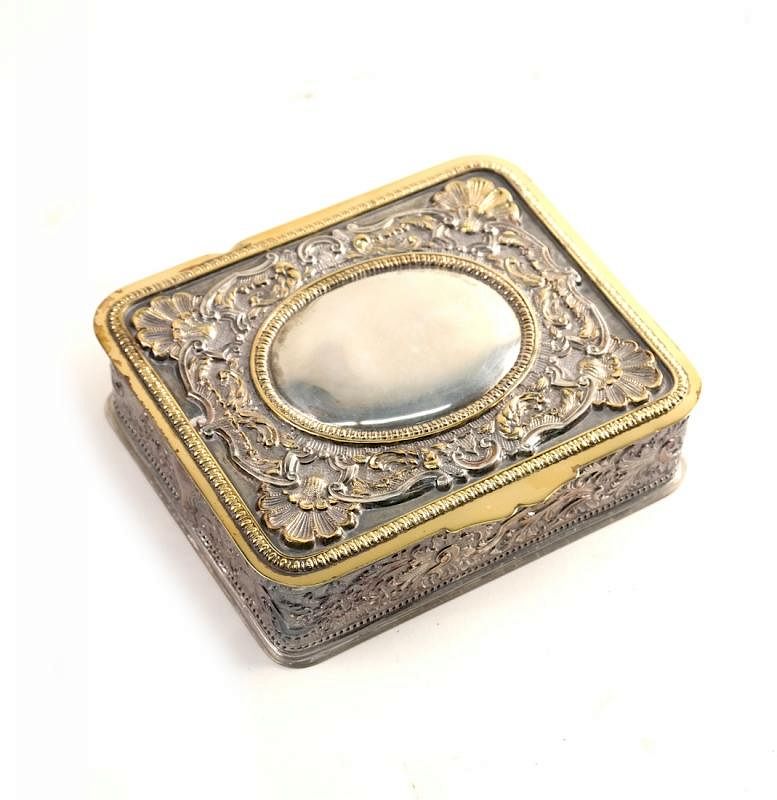 Appraisal: Italian Parcel Gilt Silver Box Italian -standard parcel gilt silver