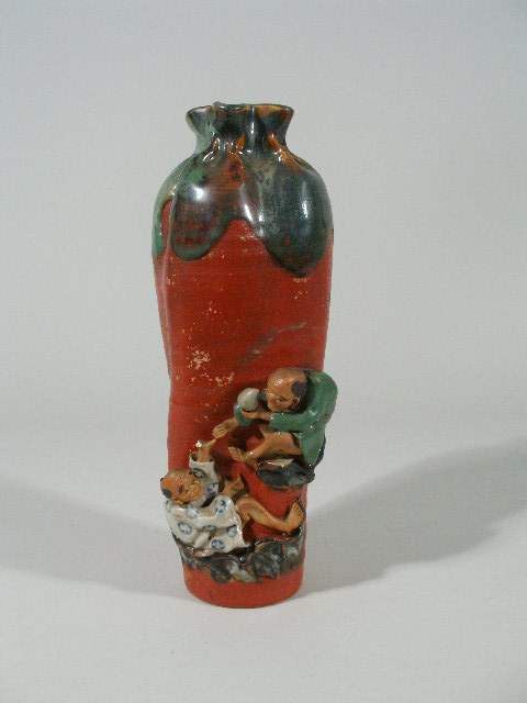 Appraisal: Sumida Gawa Figurial Pottery Vase Japanese late th to early