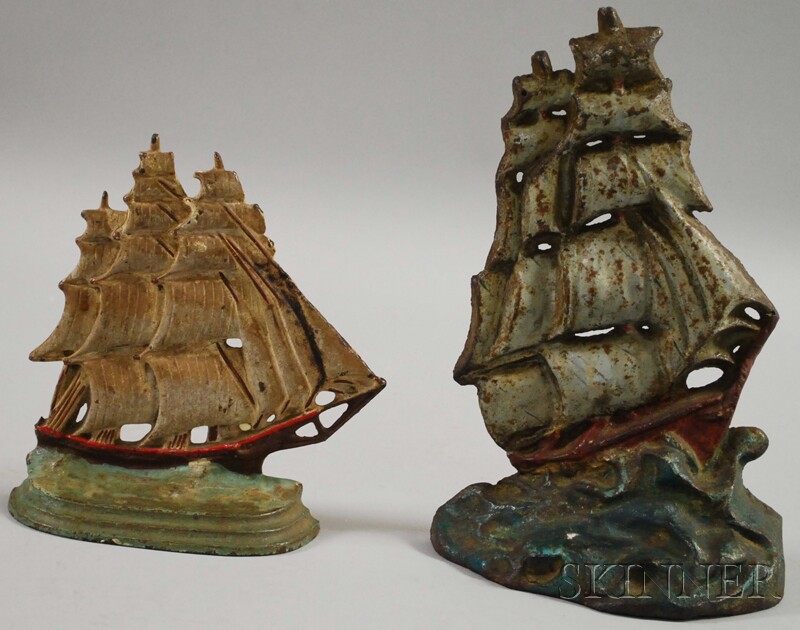 Appraisal: Two Painted Cast Iron Ship Doorstops America early to mid-