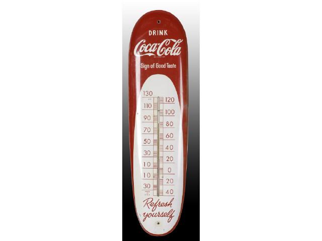 Appraisal: Coca-Cola Cigar-Shaped Tin Thermometer Description s Tube is broken Good