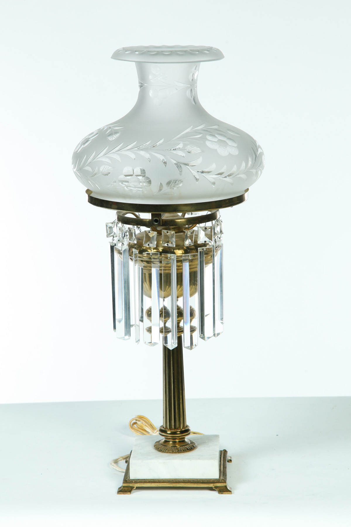 Appraisal: SINUMBRA LAMP American rd quarter- th century Marble base brass