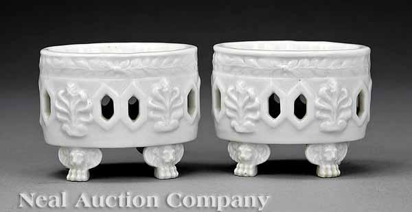 Appraisal: A Fine Pair of White Glazed Porcelain Salts th c