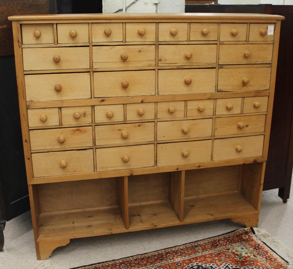 Appraisal: PINE APOTHECARY CHEST Continental th century fitted with drawers over