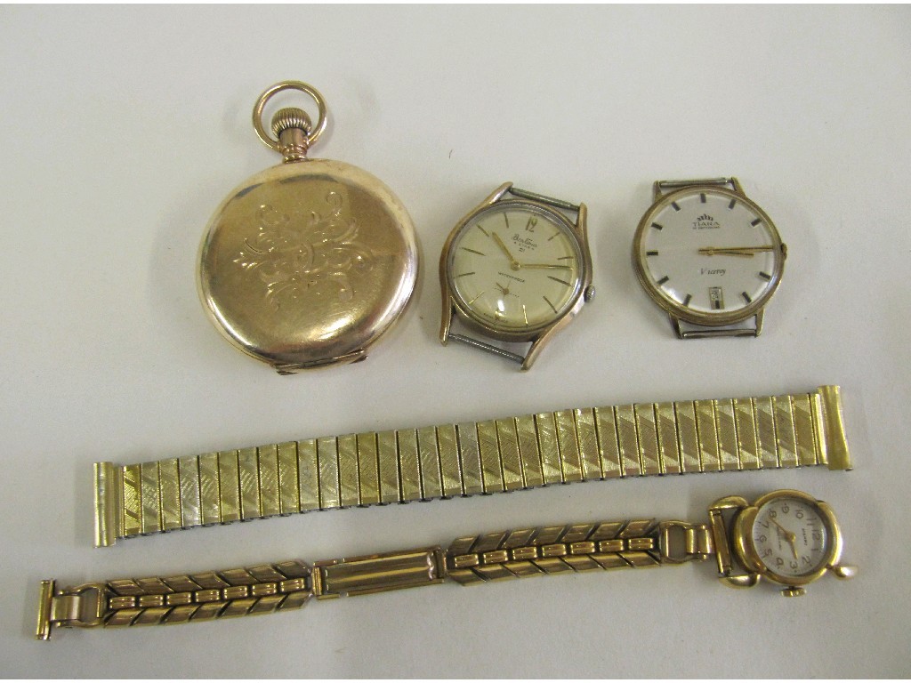 Appraisal: Lot comprising gents 's ct gold cased Betima wrist watch