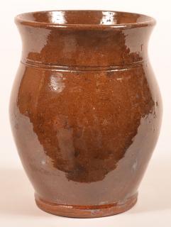 Appraisal: PA Mottle Glazed Redware Storage Jar Pennsylvania th Century Mottle