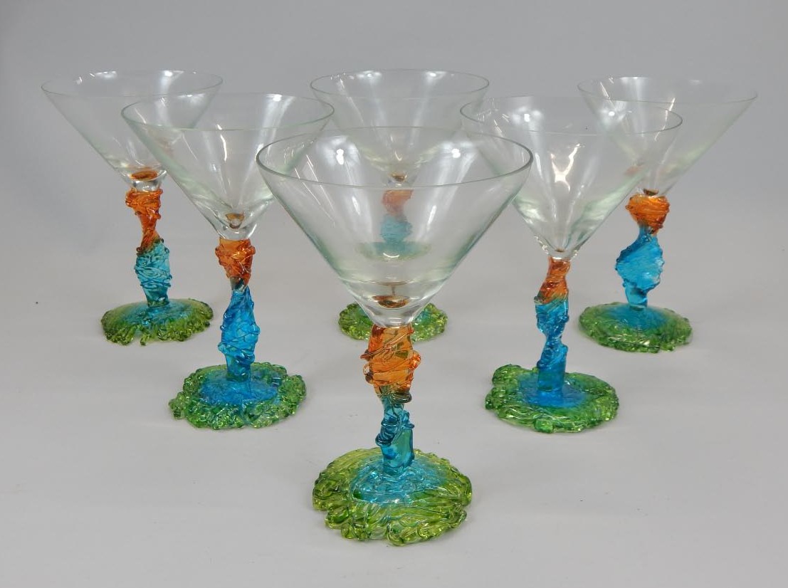 Appraisal: A collection of six modern Martini type glasses each with