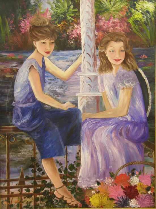 Appraisal: Eliza Oosthuizen oil on board of two girls h w