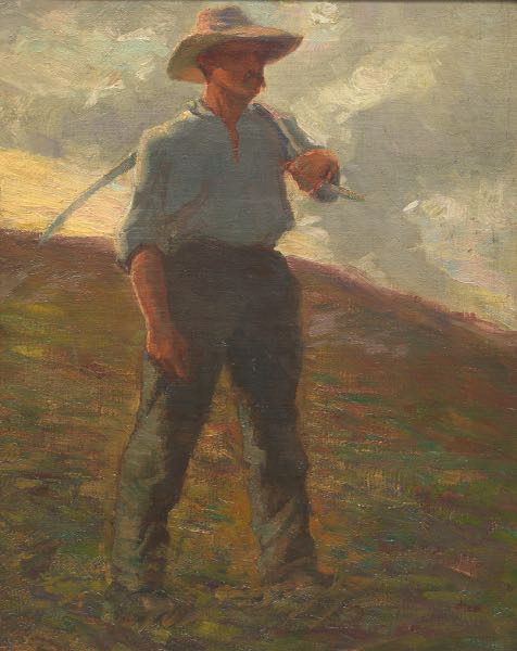 Appraisal: GEORGE GUSTAV ADOMEIT AMERICAN - x Farmer with sythe ca