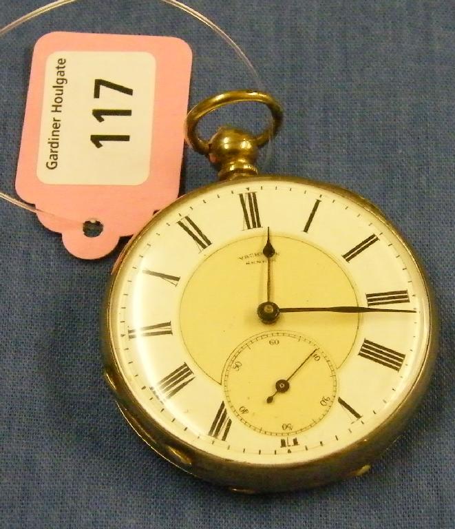 Appraisal: Vacheron Geneva cylinder gilt cased pocket watch the two part