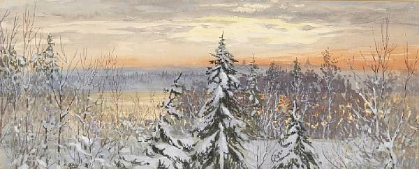 Appraisal: Gunnar Widforss - A Snowy Afternoon signed and dated 'Widforss