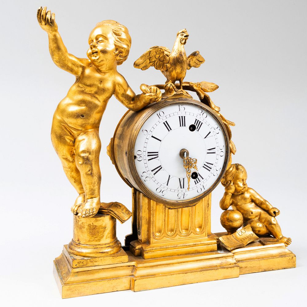 Appraisal: Louis XVI Style Gilt-Metal Mantel Clock The dial unsigned x