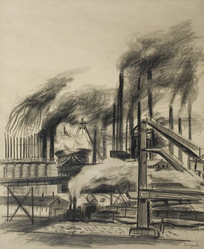 Appraisal: YASUO KUNIYOSHI Ford River Rouge Plant Pencil on thin wove