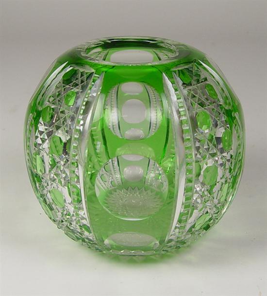 Appraisal: Brilliant Period Cut Glass Bowl Spherical green-cased glass cut to