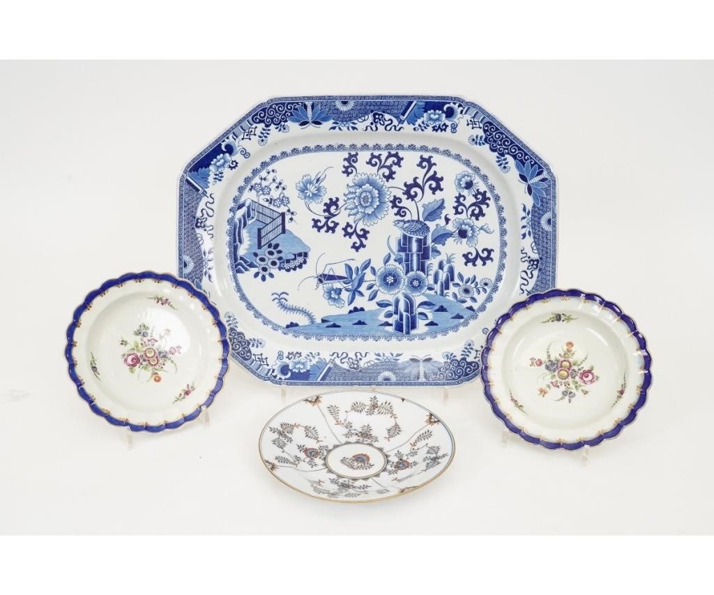 Appraisal: Large blue and white deep Spode platter h x l