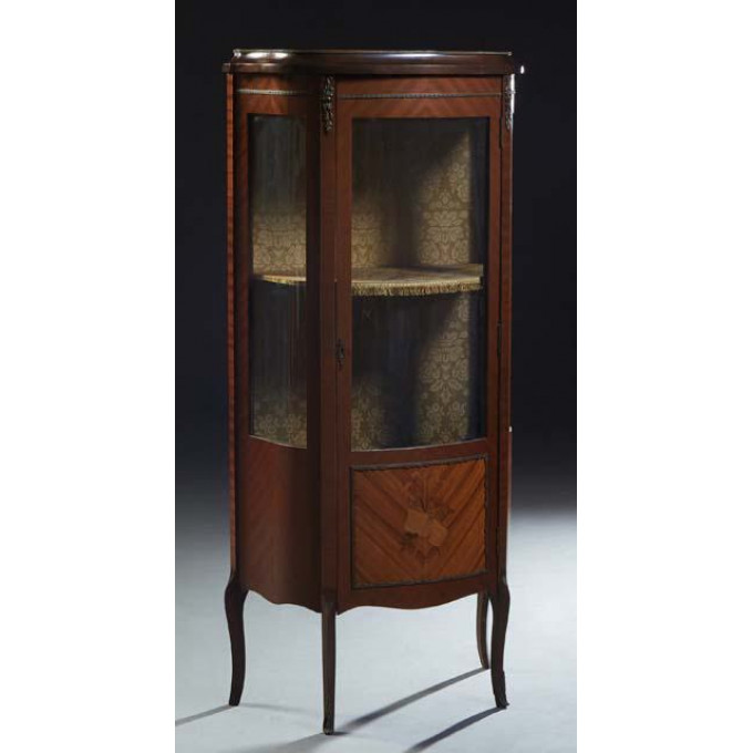 Appraisal: French Louis XV Style Inlaid Mahogany Ormolu Mounted Vitrine early