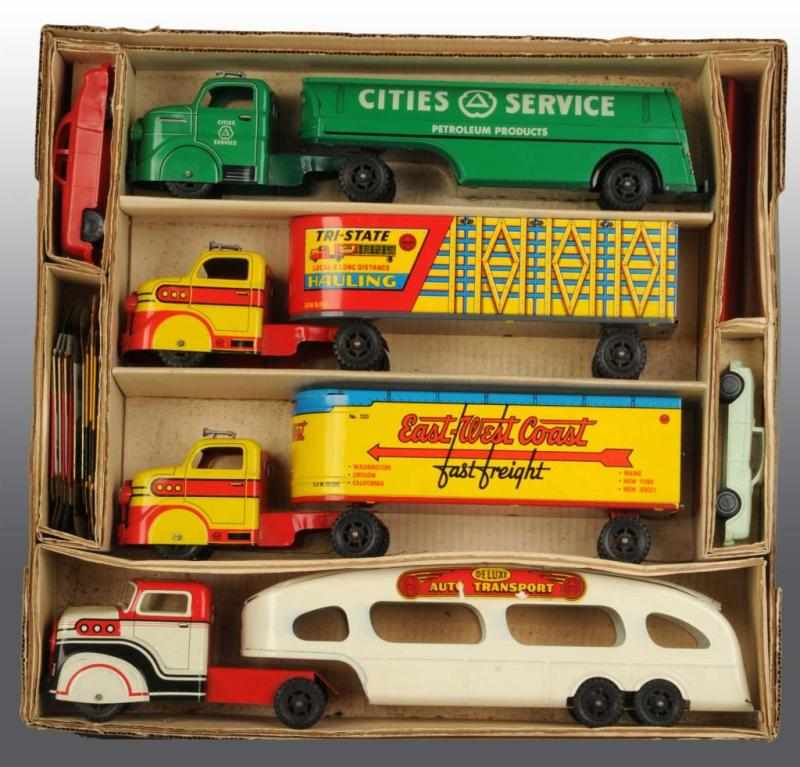 Appraisal: Rare Marx No Trailer Truck Fleet Set Toys Description Includes