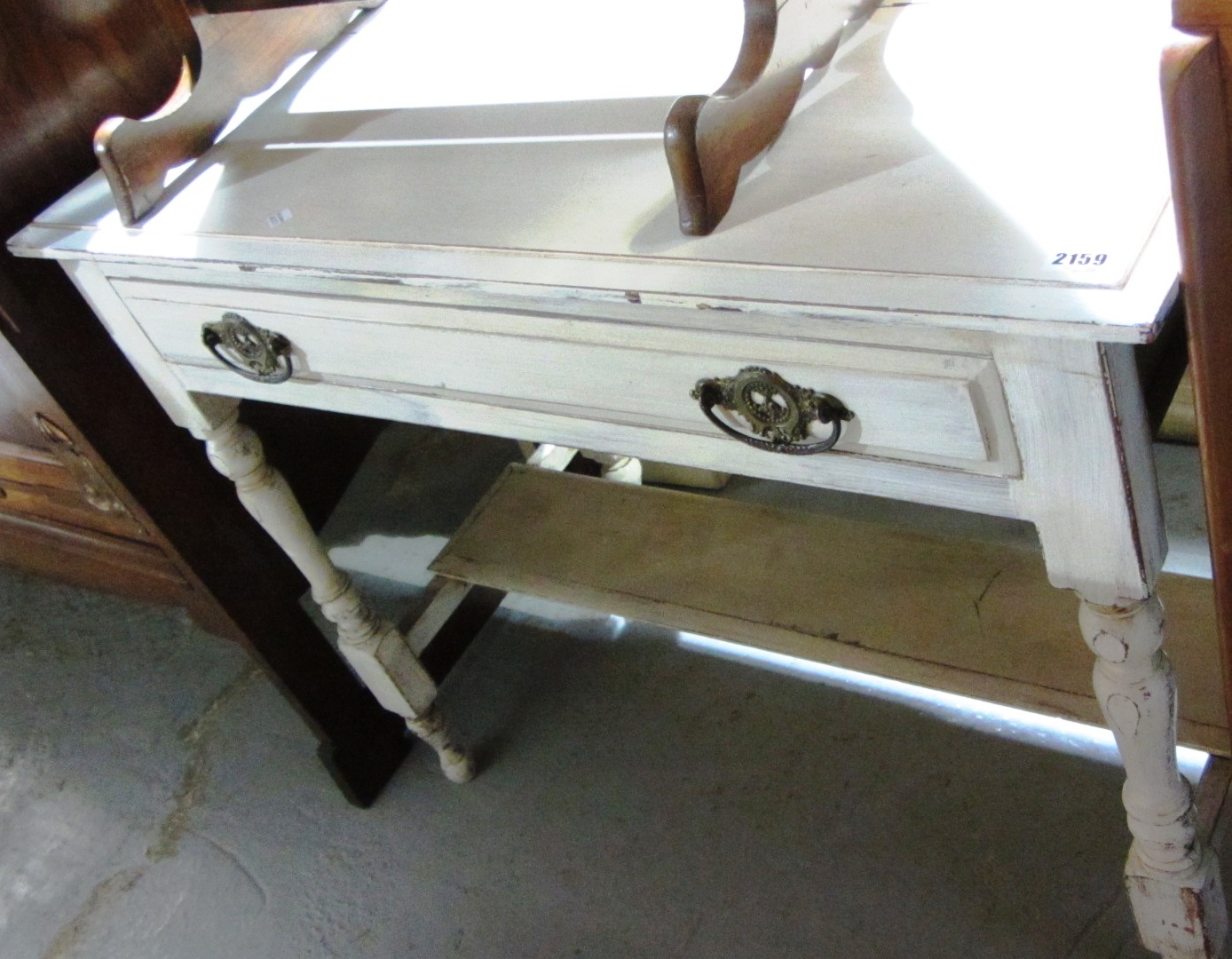 Appraisal: A white painted single drawer side table