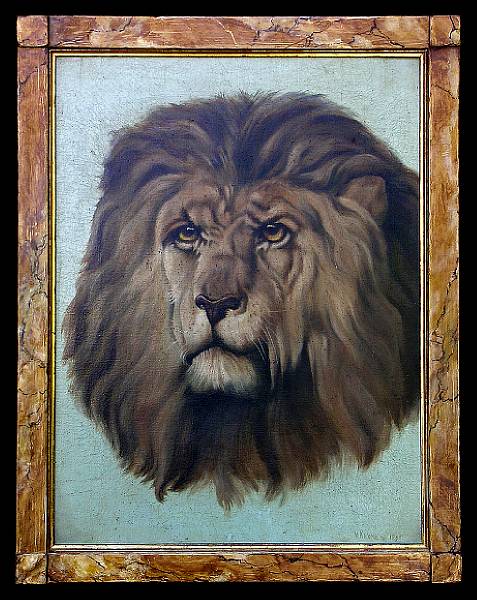 Appraisal: An English painting of a lion s head signed V