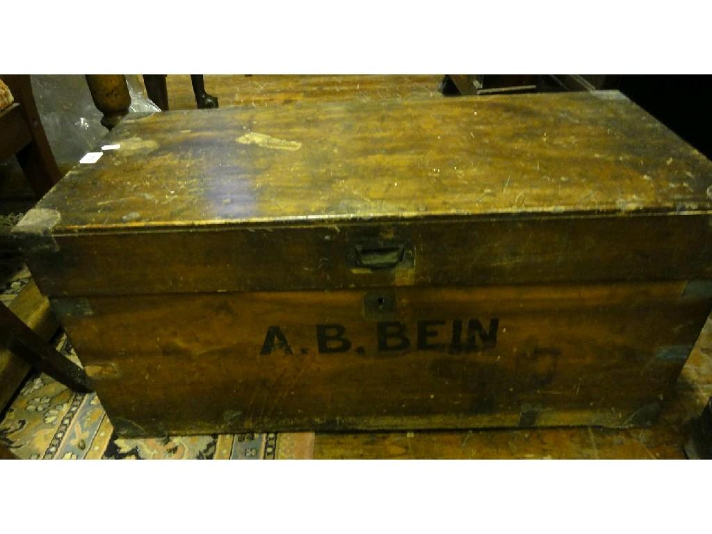 Appraisal: A th century camphor wood box with metal fittings and