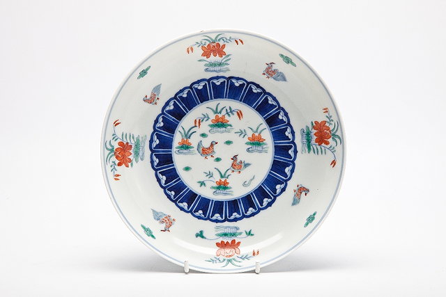 Appraisal: A CHINESE SAUCER DISH the centre decorated in Doucai enamels