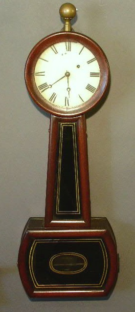 Appraisal: Mahogany banjo clock th c with reverse painted glass panel