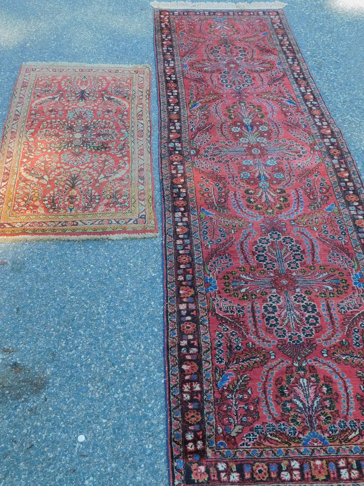 Appraisal: SAROUK RUGS - RUNNER SCATTER old Sarouk Persian rugs runner