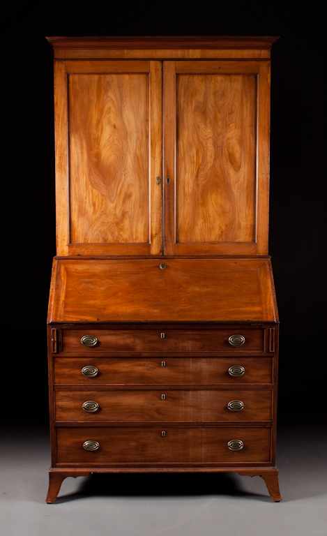 Appraisal: Federal mahogany slant-front secretary bookcase Maryland circa upper section with