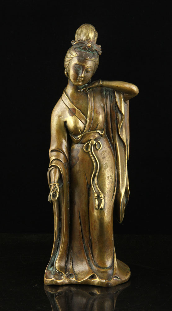 Appraisal: - Chinese Bronze Figure Chinese figure bronze marked on back