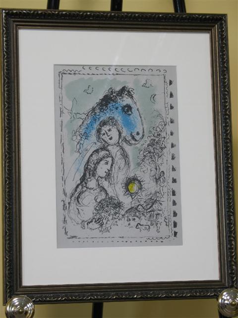 Appraisal: MARC CHAGALL FRENCH - BLUE HORSE WITH COUPLE Color lithograph