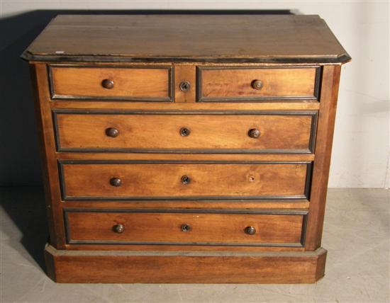 Appraisal: th century German satinwood chest of two short and three