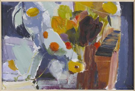 Appraisal: IVON HITCHENS BRITISH - FLOWER-PIECE Signed oil on canvas cm