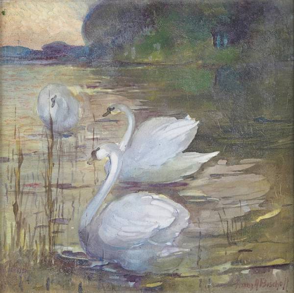 Appraisal: Franz Arthur Bischoff American - Three Swans by a Lake