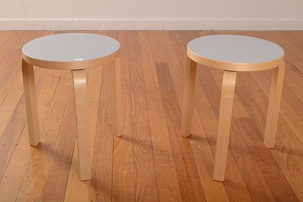 Appraisal: ALVAR AALTO - A PAIR OF MODEL STOOLS designed -