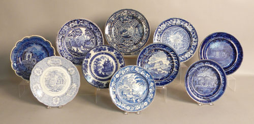 Appraisal: Eleven blue Staffordshire plates th c largest - dia