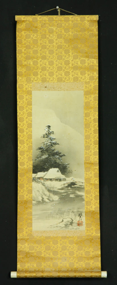 Appraisal: - Small Scroll Painting of A Winter Scene Small scroll