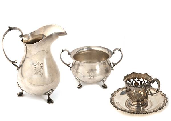 Appraisal: A group of sterling table articles Comprising cream pitcher amp