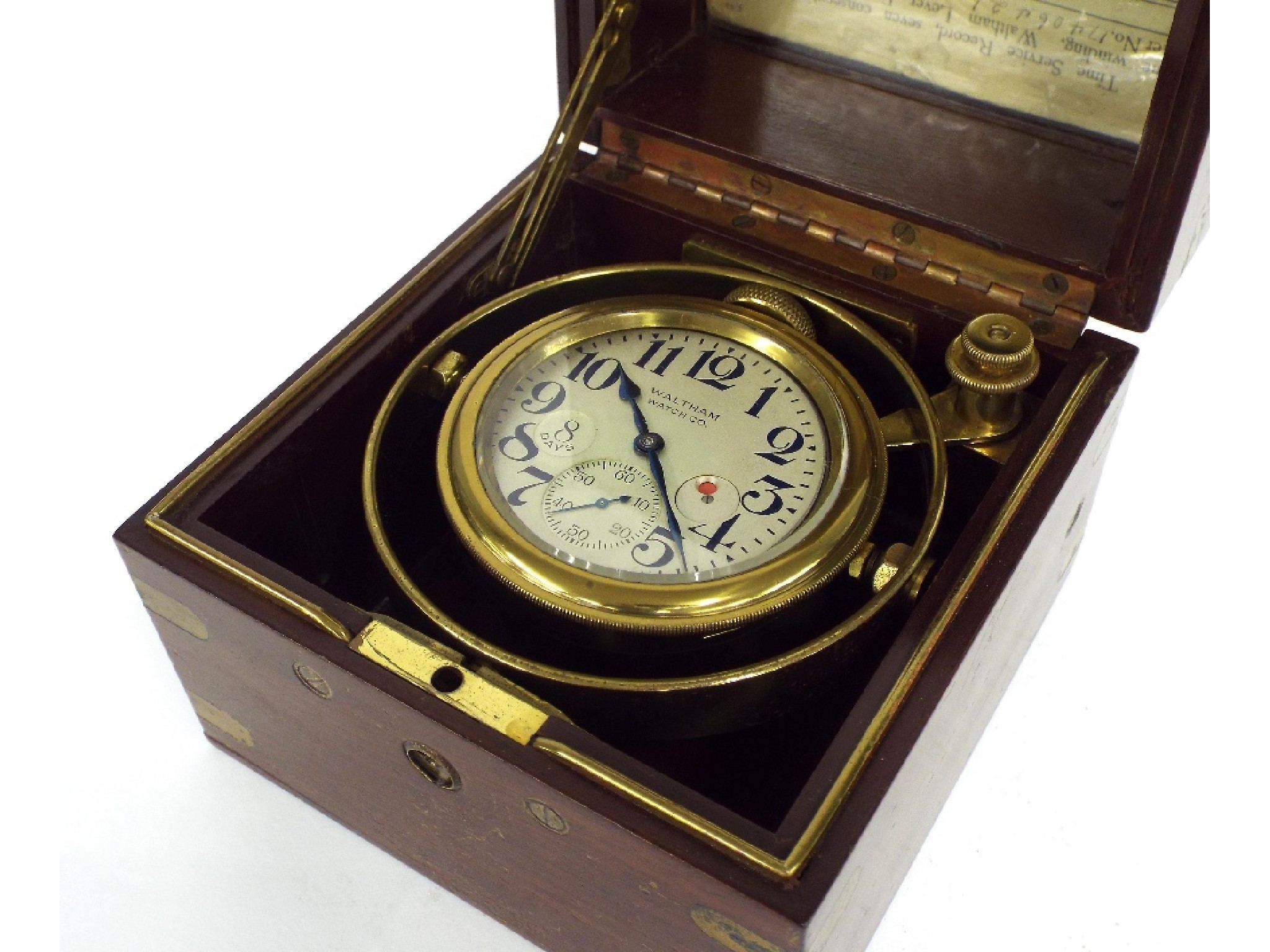 Appraisal: American eight day small marine chronometer deck clock the silvered