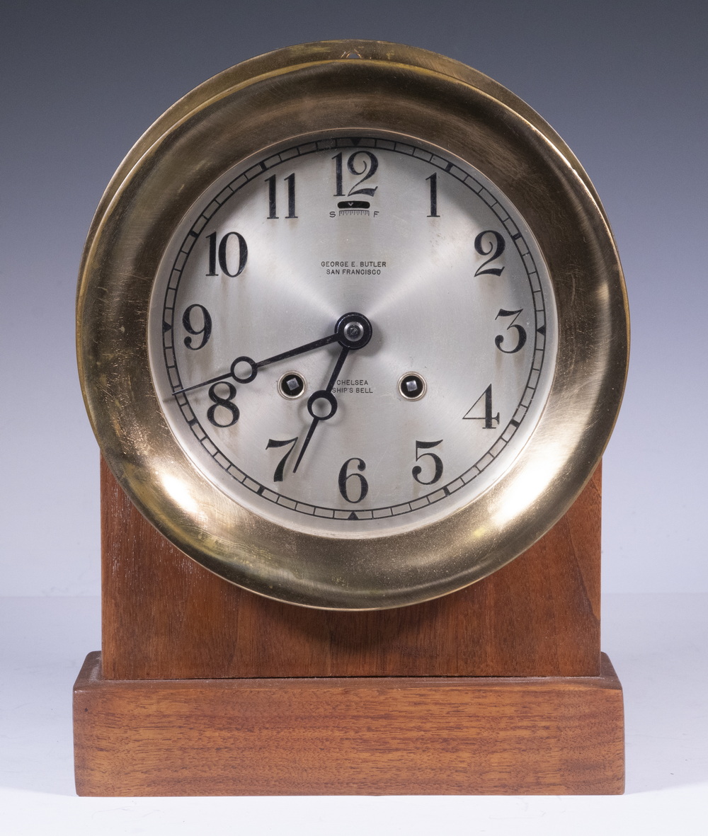 Appraisal: CHELSEA SHIP'S BELL CLOCK Circa Brass Cased Clock by Chelsea