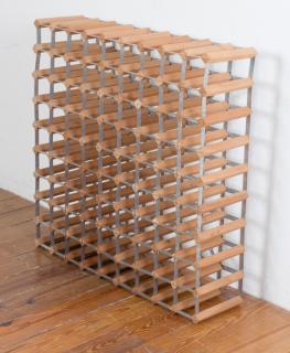 Appraisal: Wood Metal Industrial Wine Rack Crafted from materials that honor